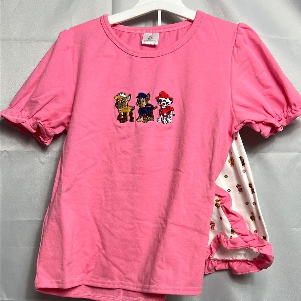 Boutique Paw Patrol Pink embroidered 2 piece short set Brand New size 6/7